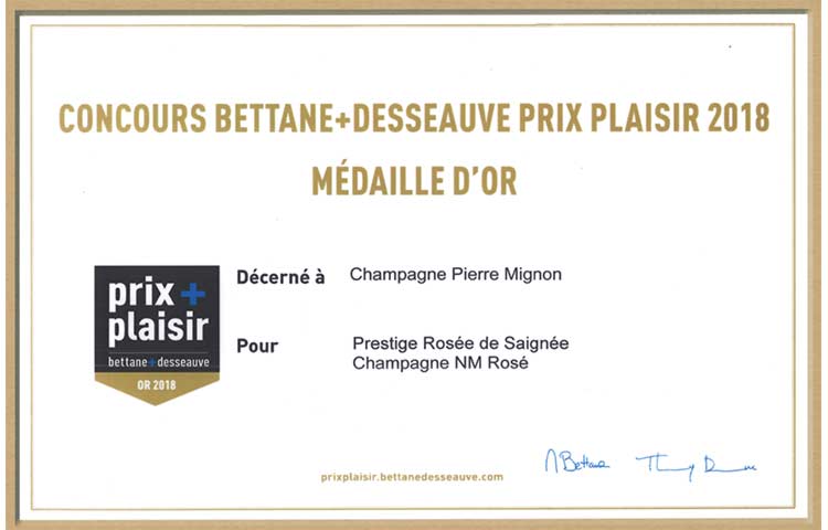Concours Bettane + Desseauve, Prix plaisir 2018 - Médaille d'Or